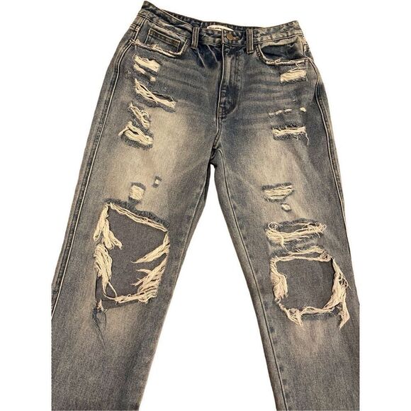 Flying Monkey Ultra High Rise Straight Leg Jeans Destroyed Distressed The Buckle - Picture 3 of 15